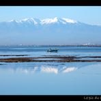 L'étang de Leucate, vue sur Le pic du Canigou (2 784 m)