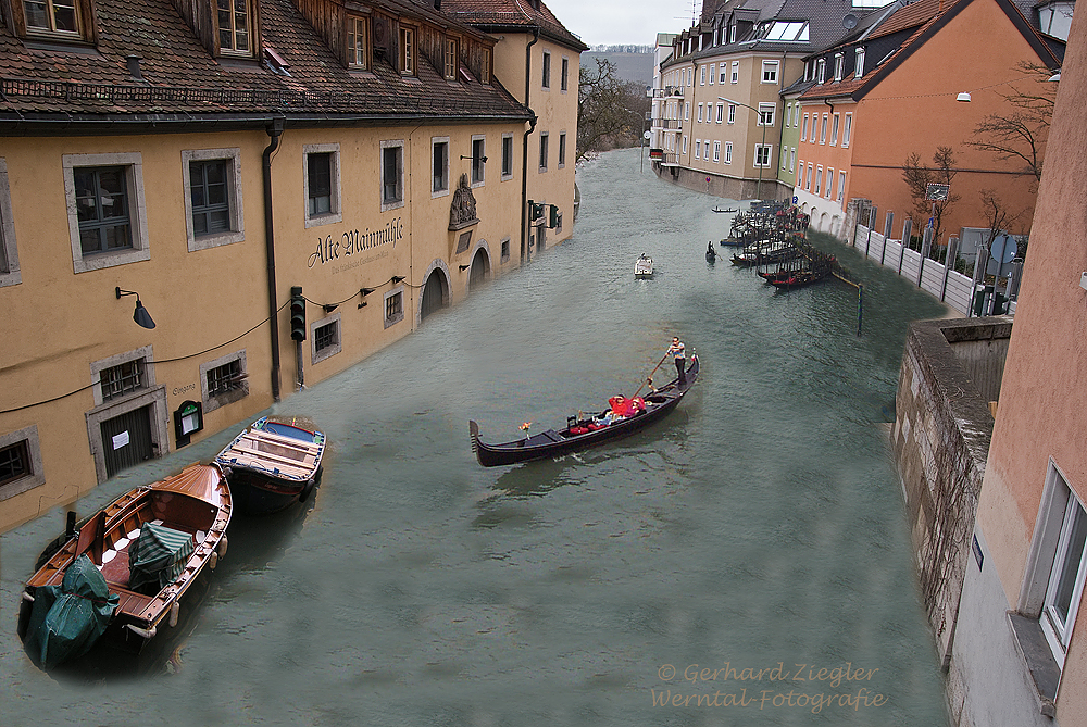 Letzte Woche beim Hochwasser in Würzburg ...