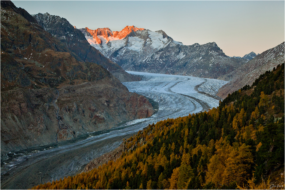 Letztes Licht über dem Aletschgletscher