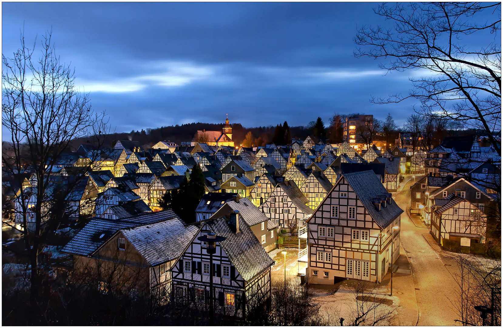 Leuchtende Fachwerkhäuser