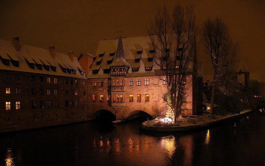 Leuchtendes Haus in Nürnberg