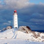 Leuchtturm Dornbusch im Schnee