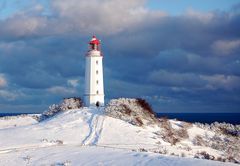 Leuchtturm Dornbusch im Schnee