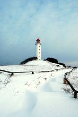 Leuchtturm Dornbusch mit Schneewehen bis 60cm hoch