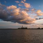 Leuchtturm Flügge bei Sonnenuntergang 