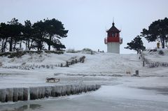 Leuchtturm Gellen im Winter