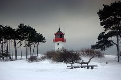 Leuchtturm Gellen im Winter