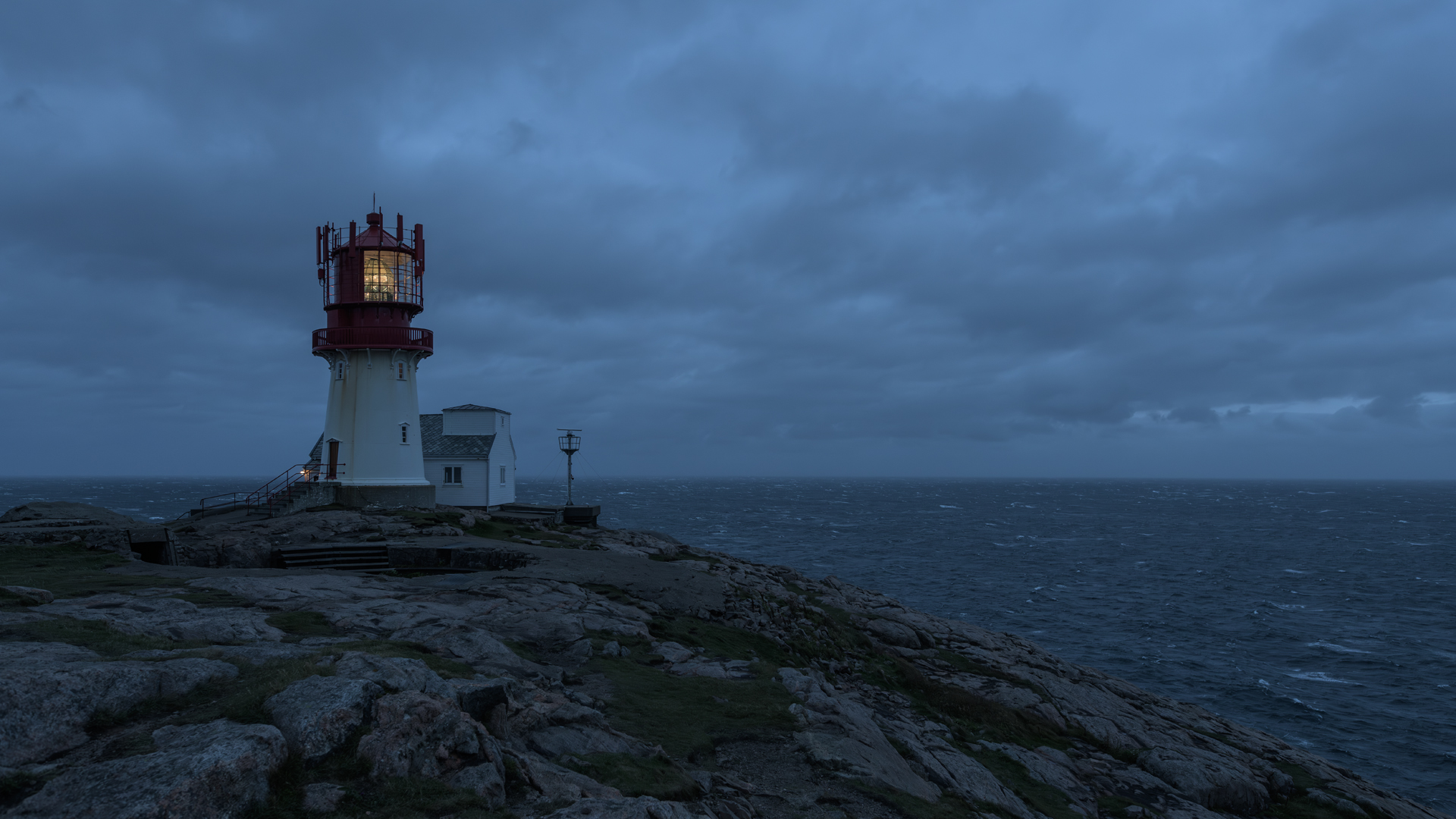 Leuchtturm Lindesnes Fyr bei Windstärke 7