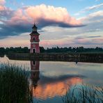 Leuchtturm Moritzburg, abends