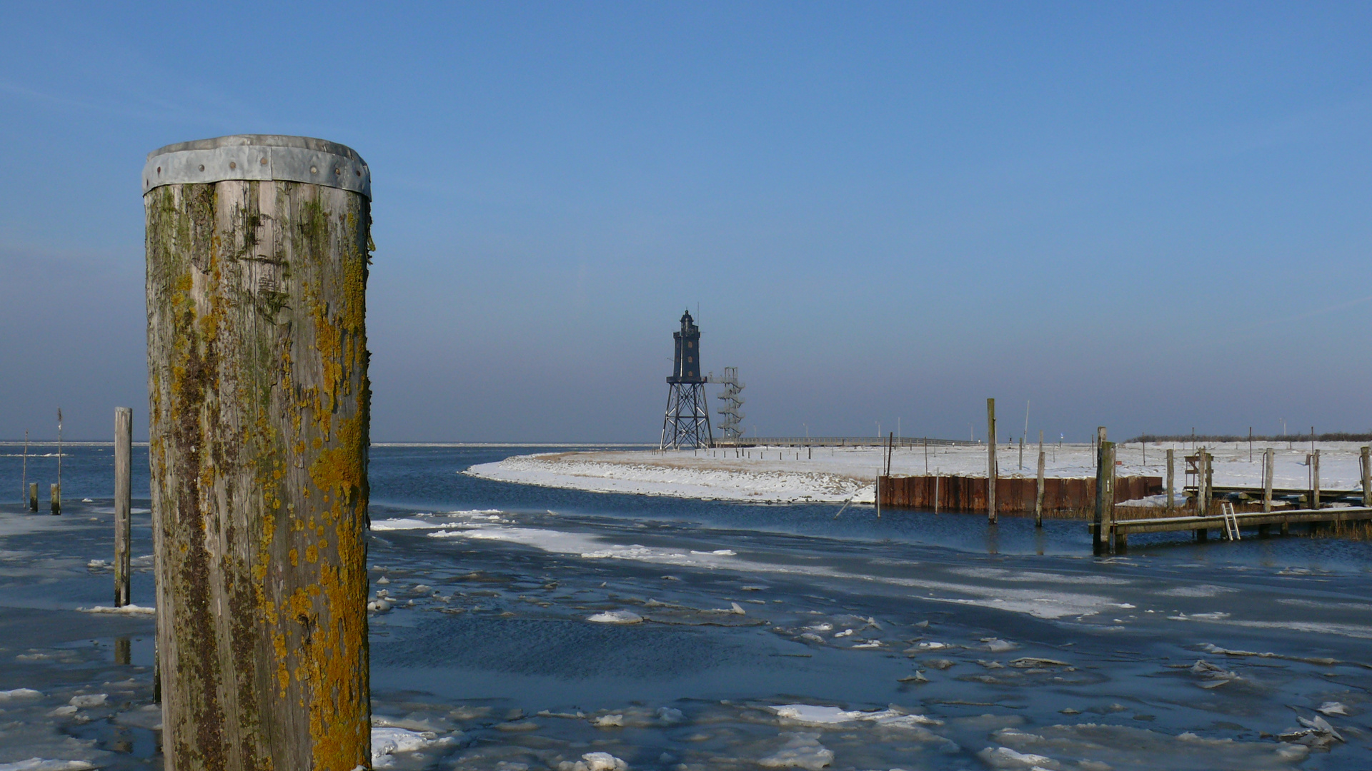 Leuchtturm Obereversand im Winter