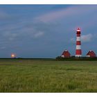 Leuchtturm Westerhever bei Mondaufgang