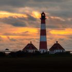 Leuchtturm Westerhever beim Sonnenuntergang