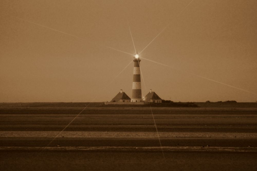 Leuchtturm "Westerhever" im Dunkeln