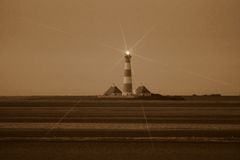 Leuchtturm "Westerhever" im Dunkeln