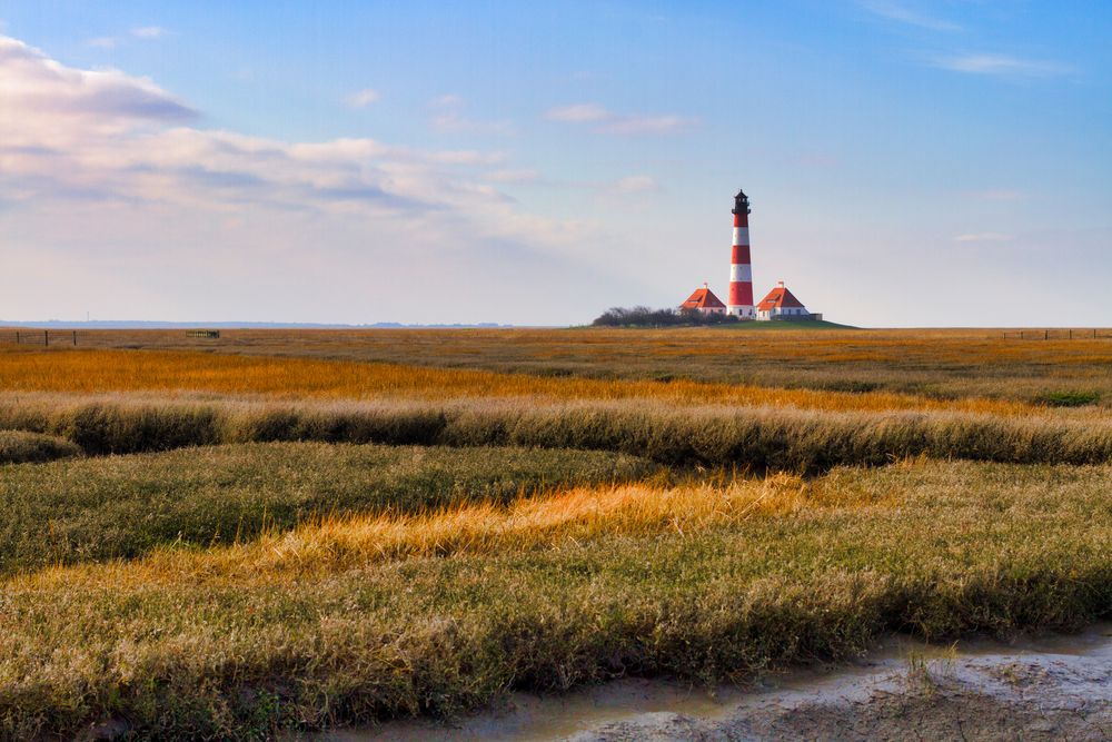 Leuchtturm Westerhever im Herbst