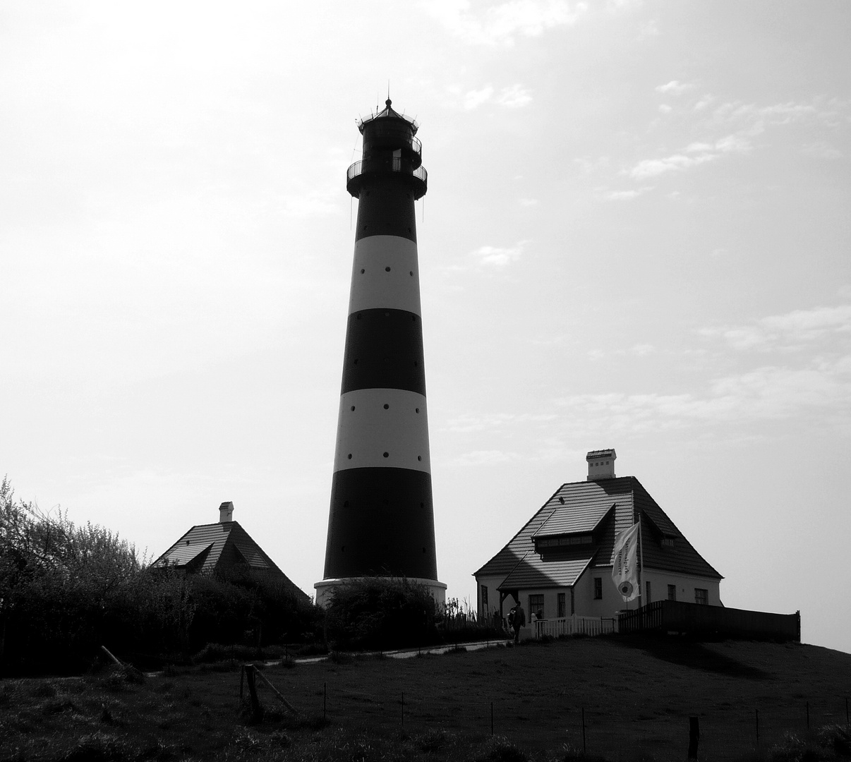 Leuchtturm Westerhever in schwarz/weiß