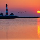 Leuchtturm Westerheversand in Sonnenuntergangsstimmung