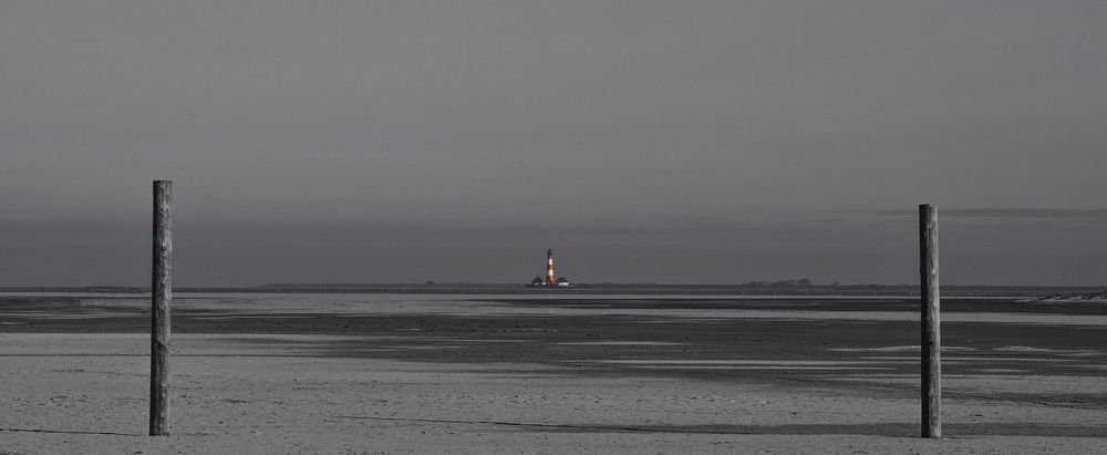 Leuchtturm Westerheversand s/w - St. Peter Ording