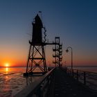 Leuchtturmdenkmal Obereversand zum Sonnenuntergang