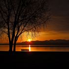 Lever de Soleil sur le Lac Léman un jour d'hiver.