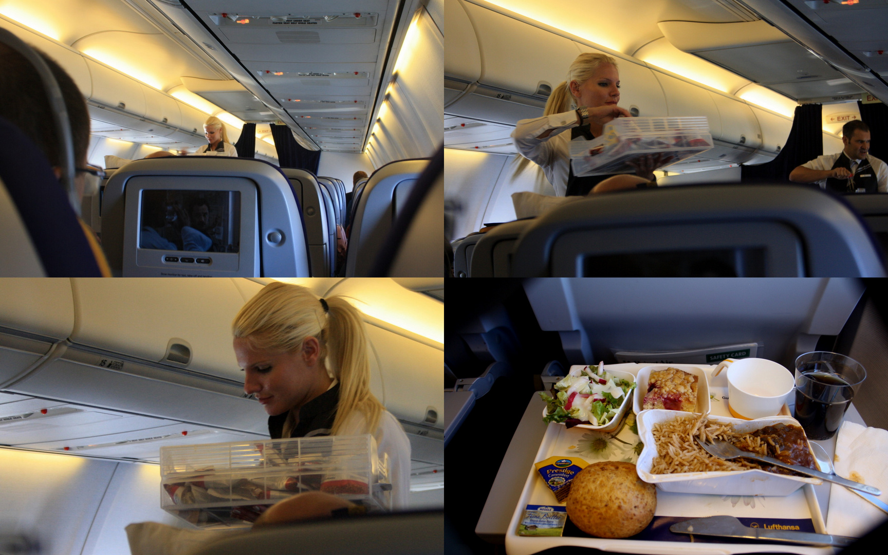 LH 588_Mittagessen durch Flugbegleiterin über dem "Mittelmeer" um 12-07-Uhr