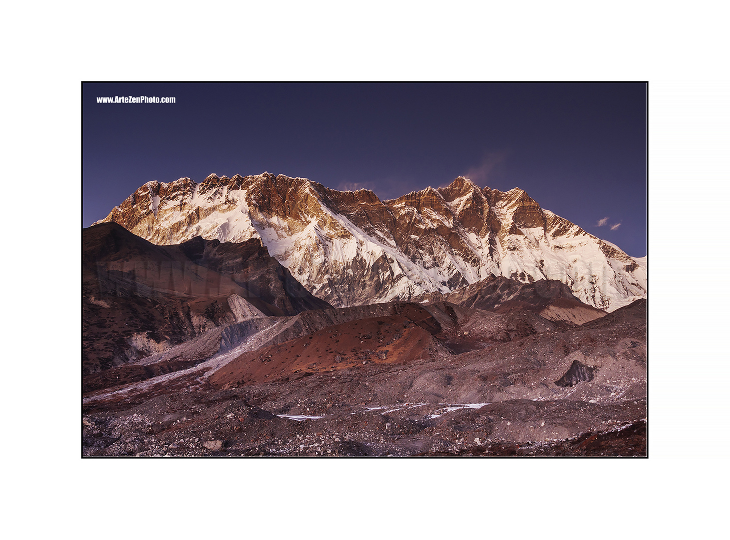 Lhotse y Nuptse al atardecer