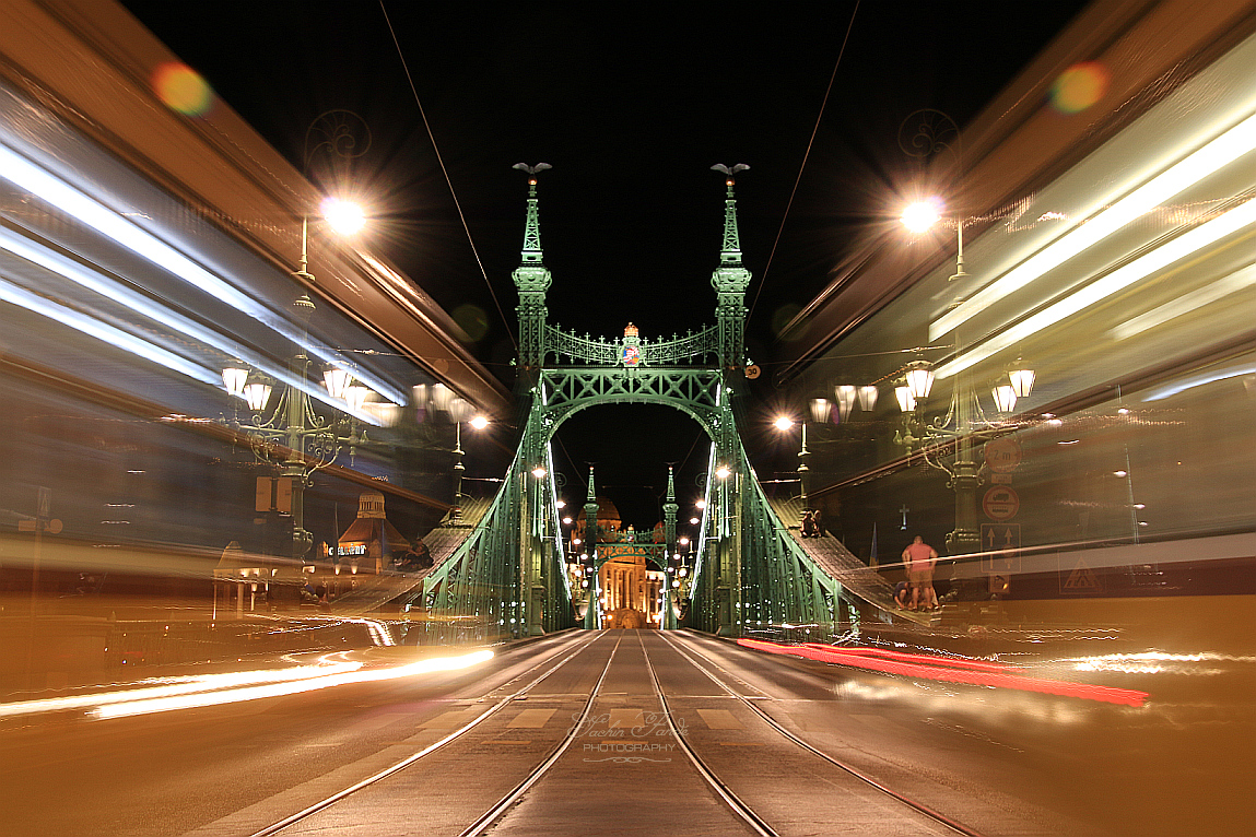 Liberty bridge at night