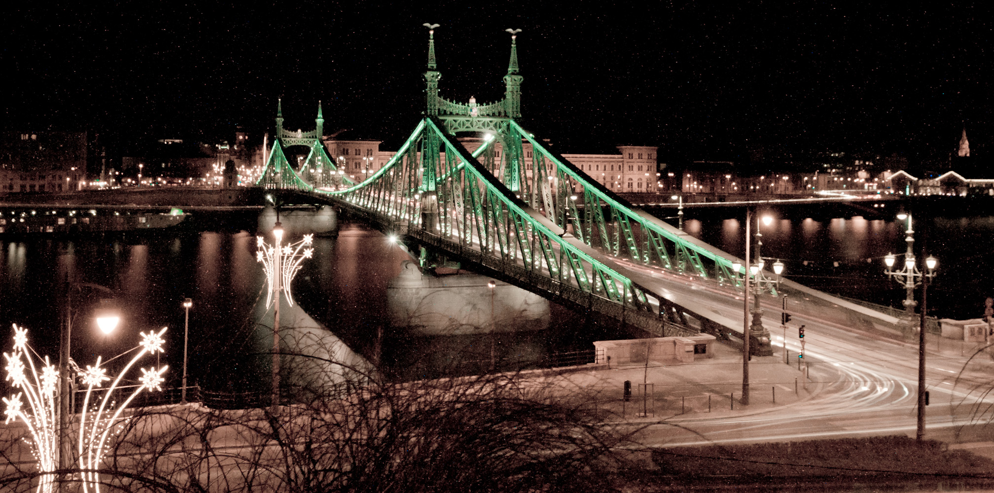 Liberty Bridge by night