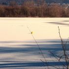 Licht und Schatten auf dem zugefrorenen Freizeitsee.