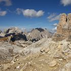 Licht und Schatten in der  bizarren Welt der Dolomiten. Rechts der Toblinger Knoten...