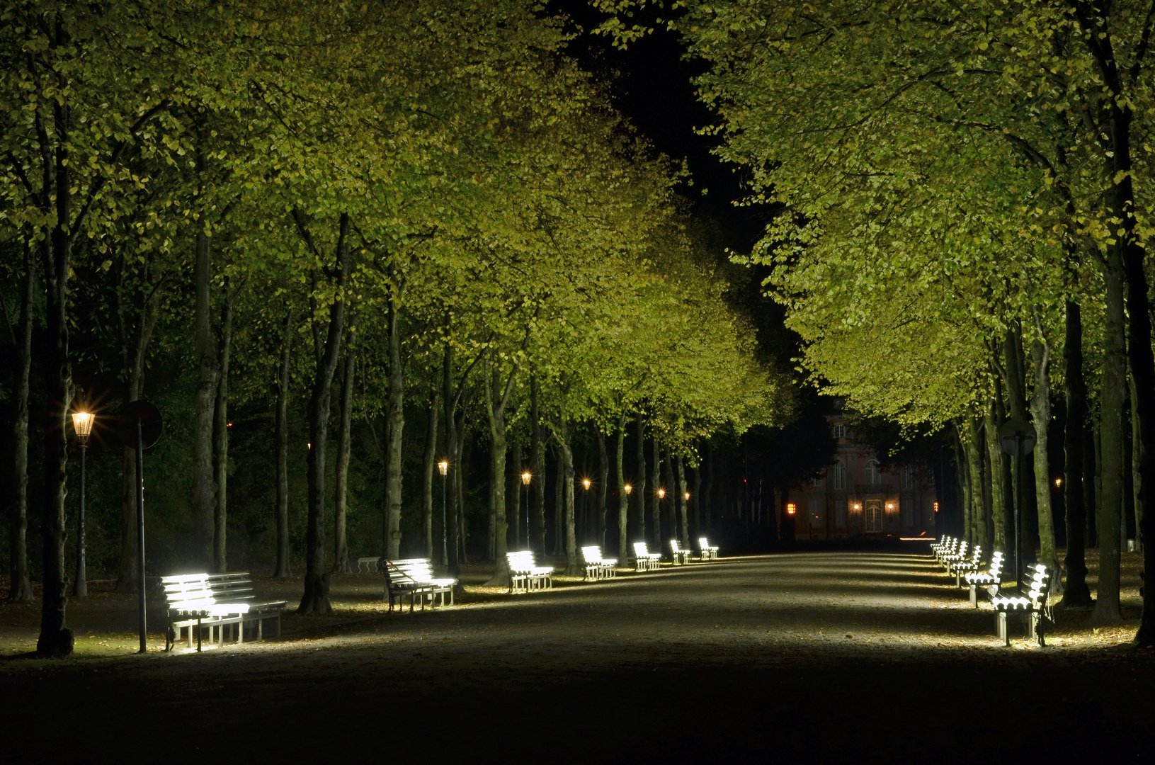 Lichtbänke, Reitallee Hofgarten in Düsseldorf