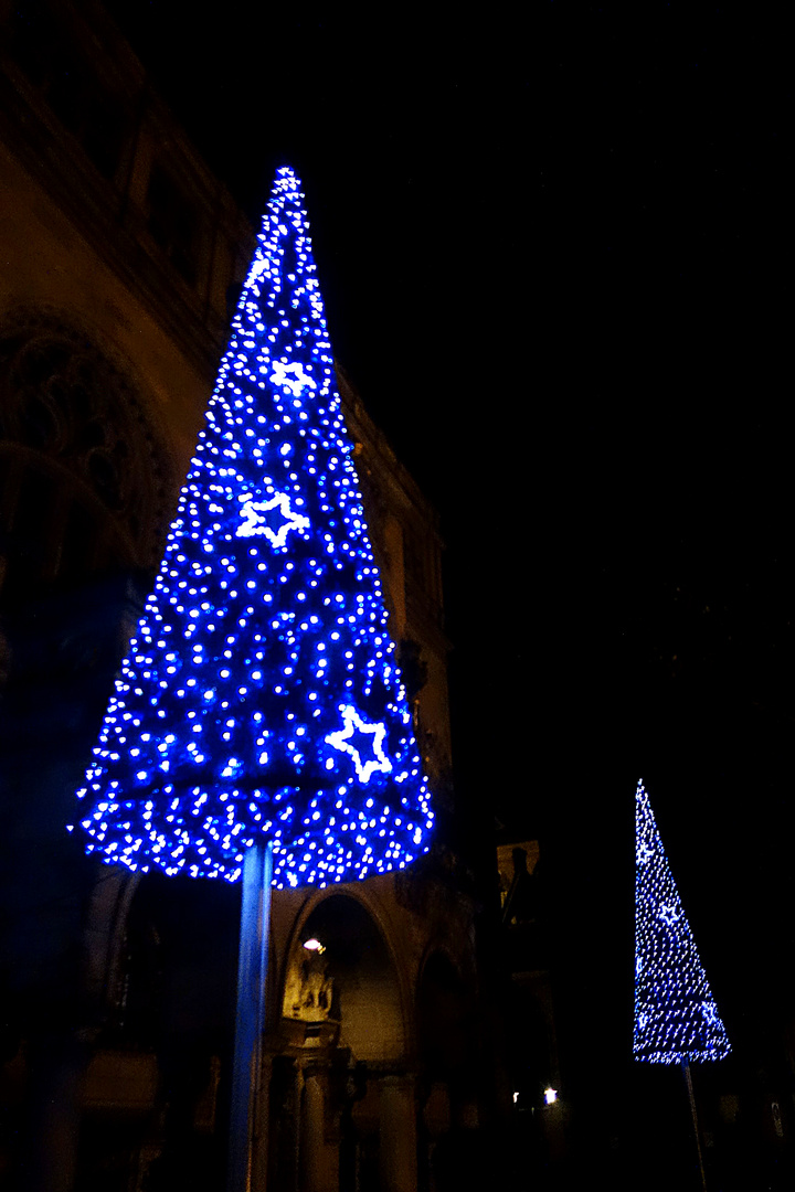 Lichtbäume vor dem Duisburger Rathaus