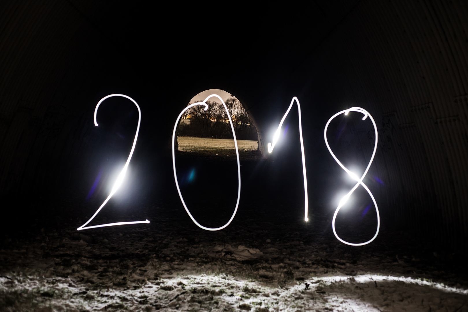 Lichteffekt-Gruß zum neuen Jahr 2018 - Silvester