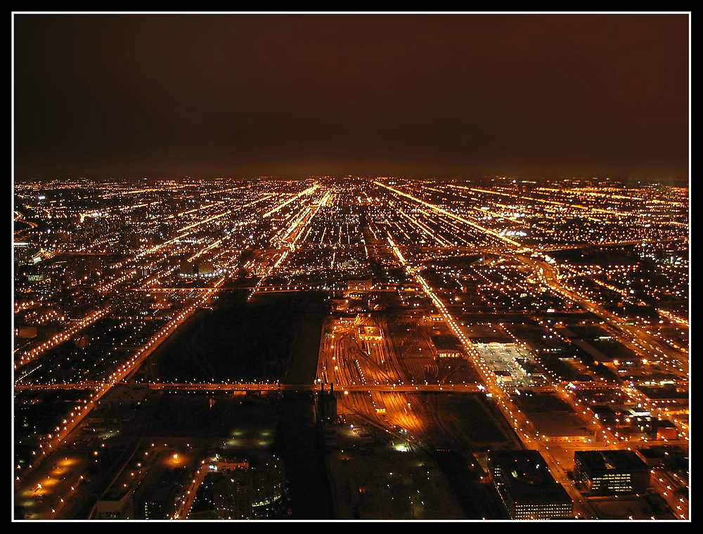 Lichtermeer - die Aussicht vom Sears Tower nach Süden