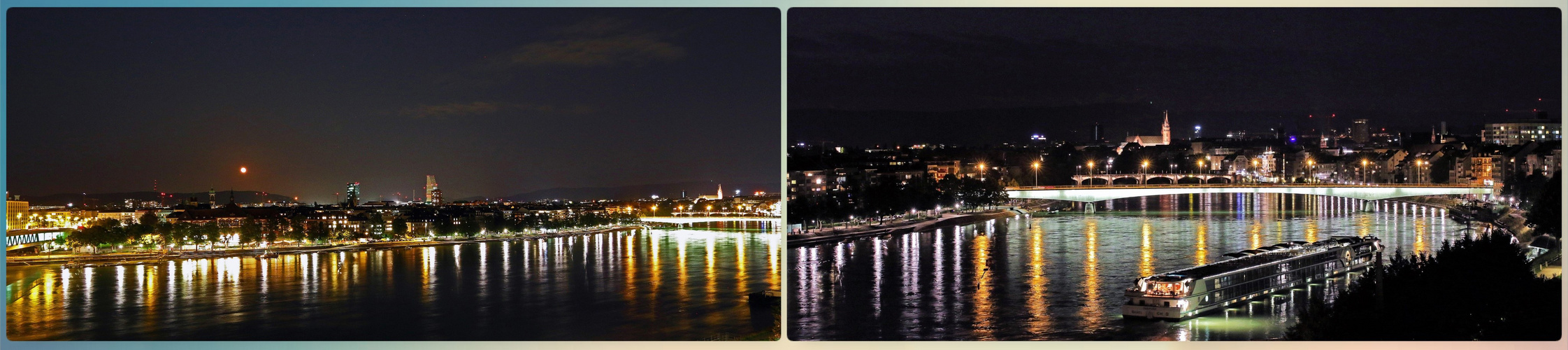 Lichterspiegelung im Rhein