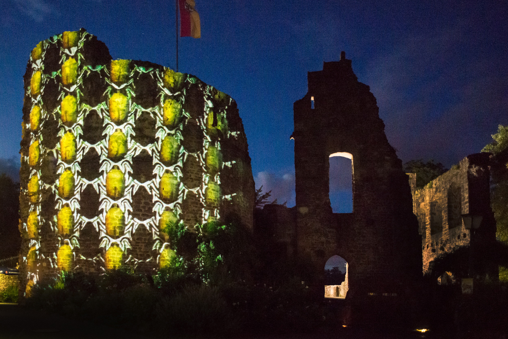 Lichtgespinste, 3D-Videomapping, Burg Hayn, Dreieich, Martin Böttcher und Corinna Zürcher