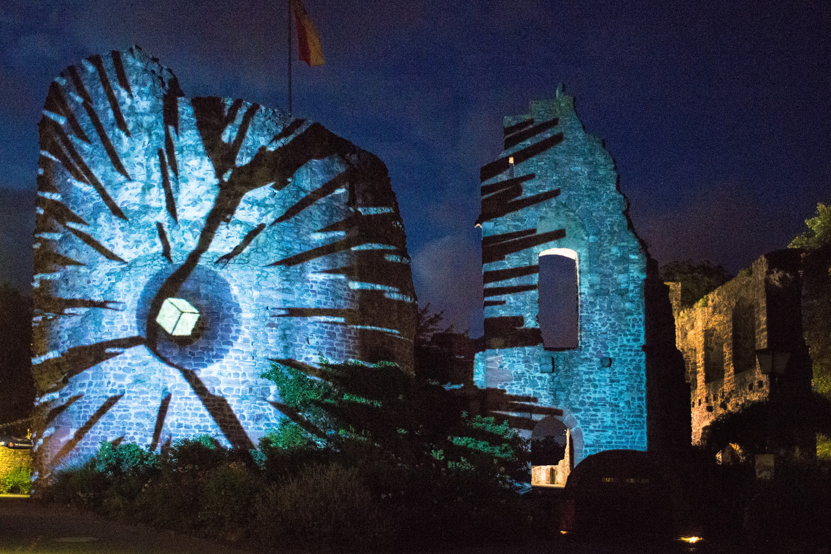 Lichtgespinste, 3D-Videomapping, Burg Hayn, Dreieich, Martin Böttcher und Corinna Zürcher