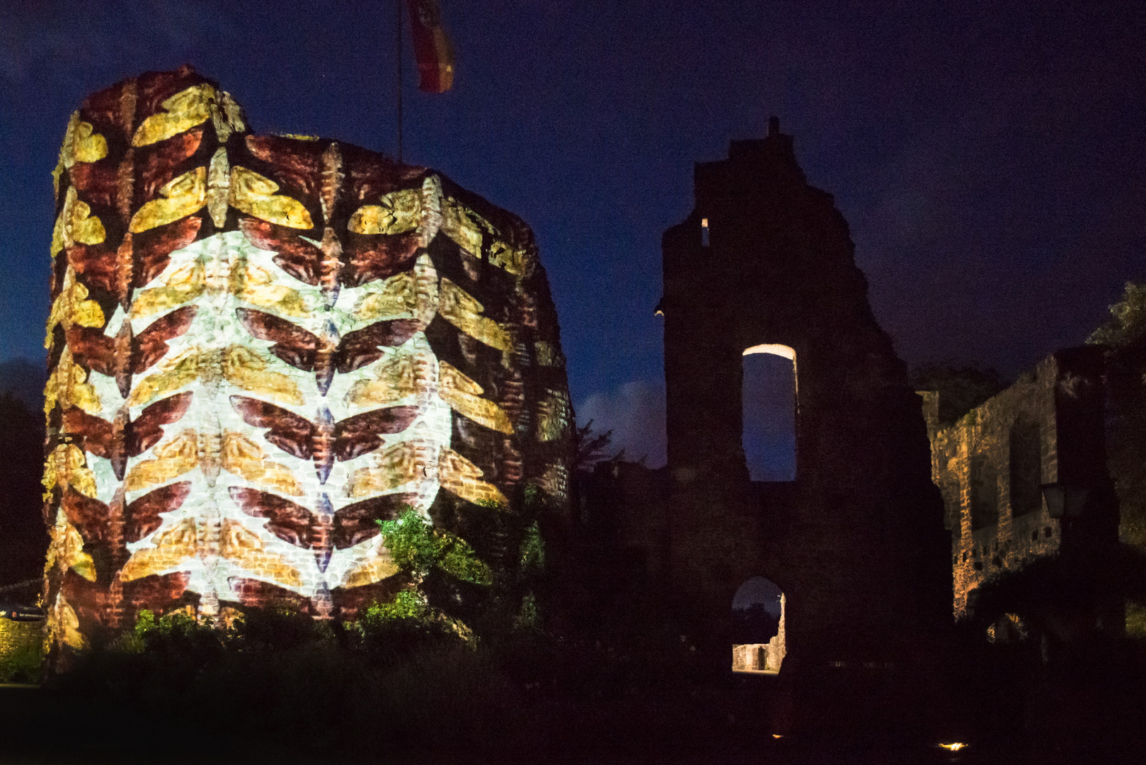 Lichtgespinste, 3D-Videomapping, Burg Hayn, Dreieich, Martin Böttcher und Corinna Zürcher