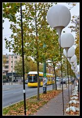 Lichtgrenze mit Straßenbahn