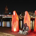 Lichtinstallation 25 Jahre Fall der Mauer an der Oberbaumbrücke