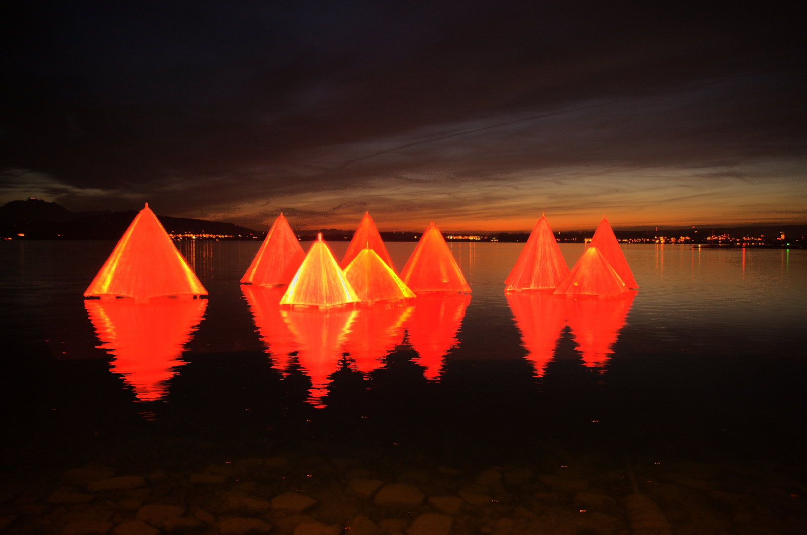 Lichtinstallation auf dem Zuger See