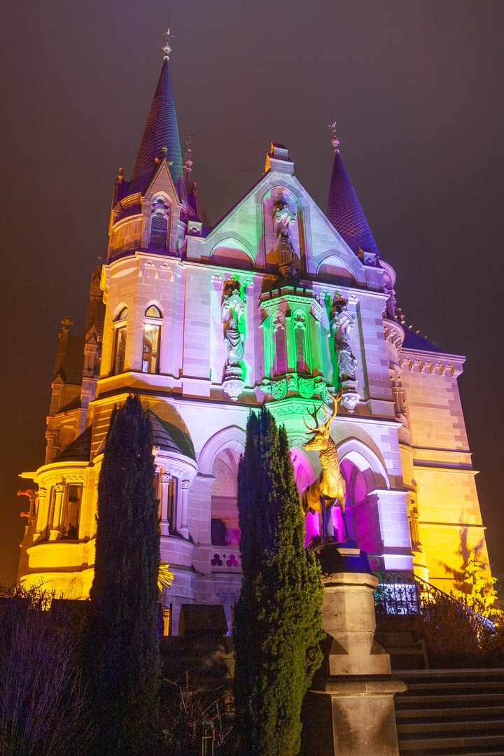 Lichtinstallation Schloss Drachenburg