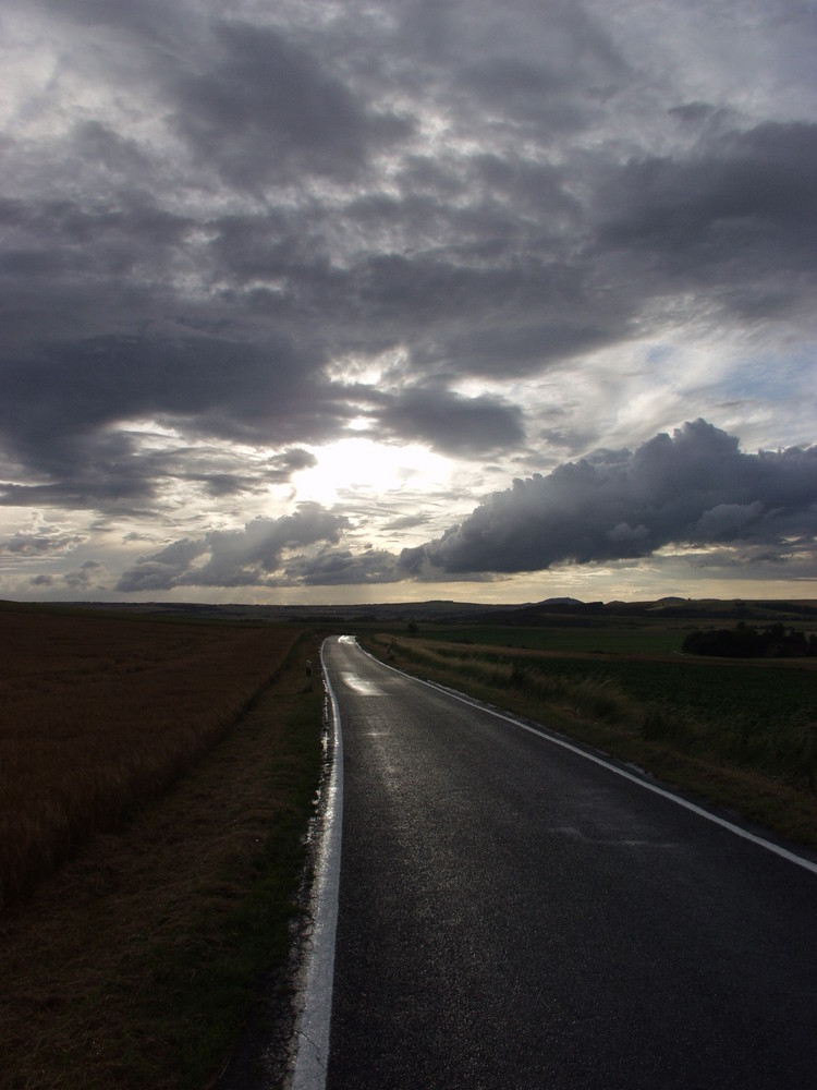 Lichtschein auf Straße