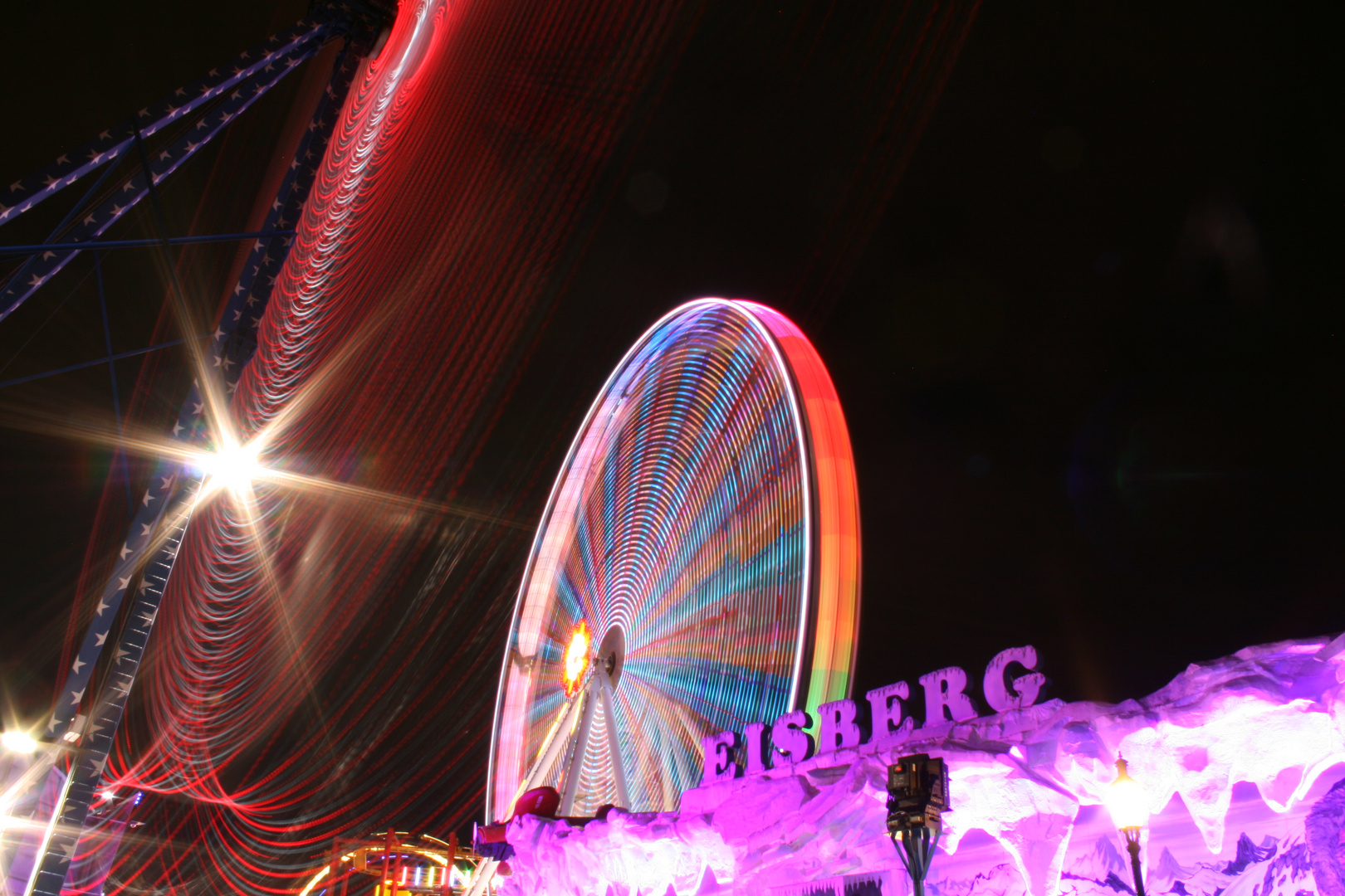 Lichtspuren am Wiener Prater