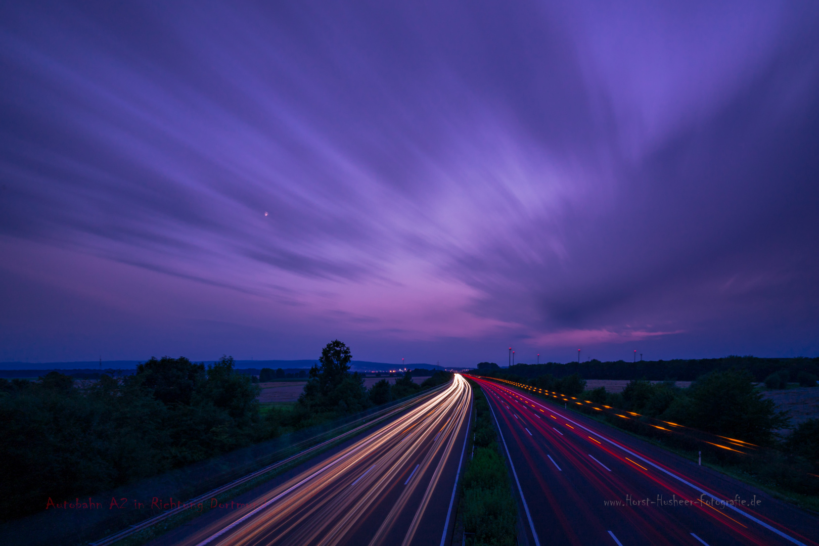 Lichtspuren auf der A2