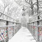 Liebesschlösser im Schnee am Silbersteg