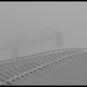 Lige Guillemins - gare Calatrva et grue dans la brume matinale - dcembre 2007