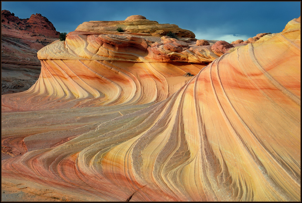 light over curved rocks