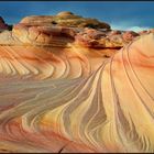 light over curved rocks