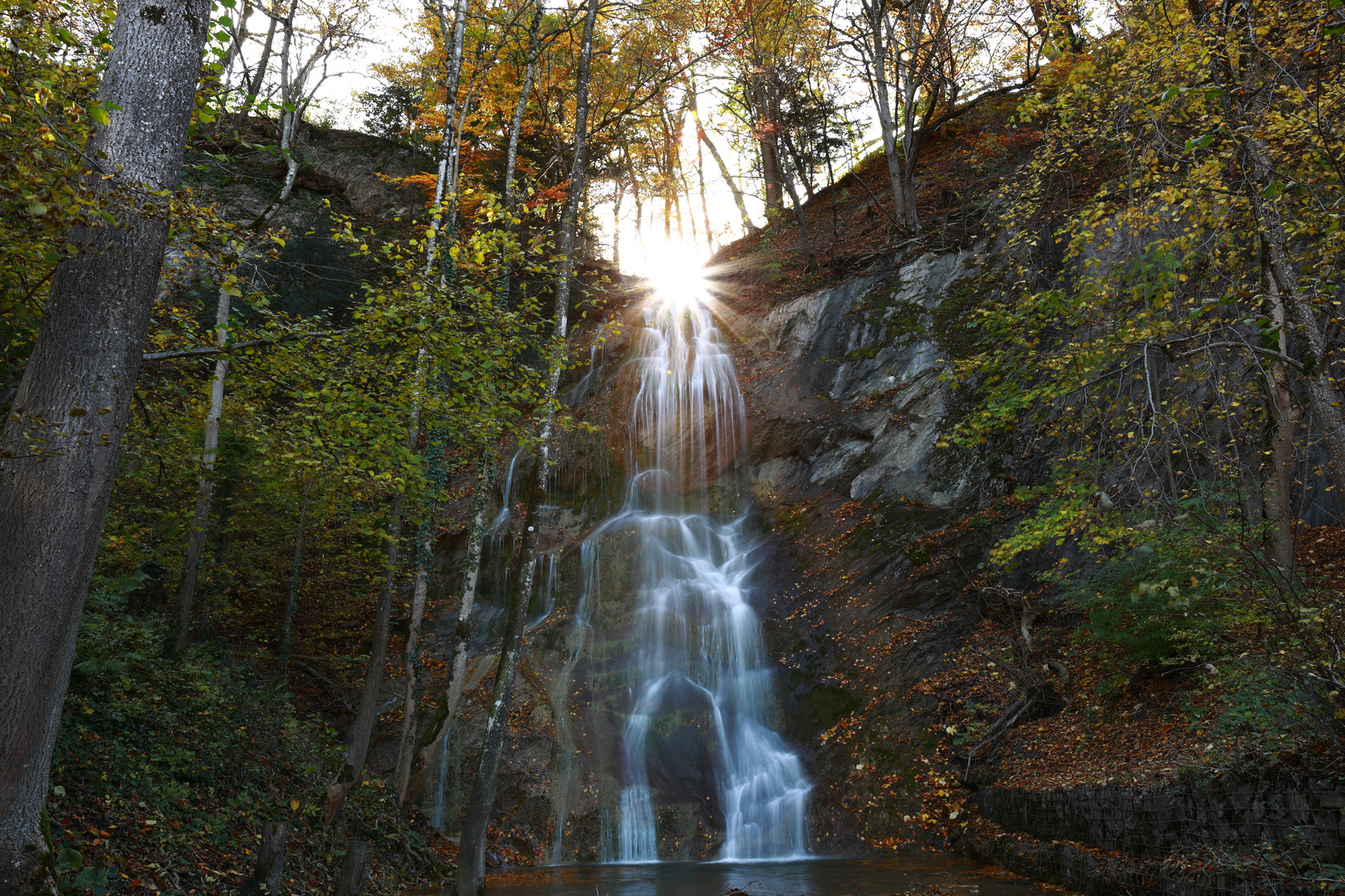 light show at the waterfall